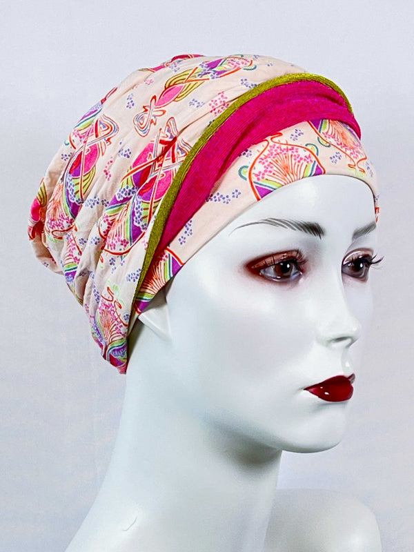 Mützen für Chemo & Alopezie - Gemustert mit Stirnband