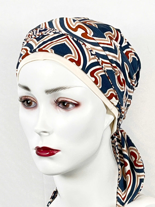 Chemo Mützen Kombinationen mit Muster & angenähtem Nackenband