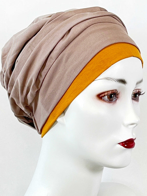 Chemo Mützen Kombinationen Taupe