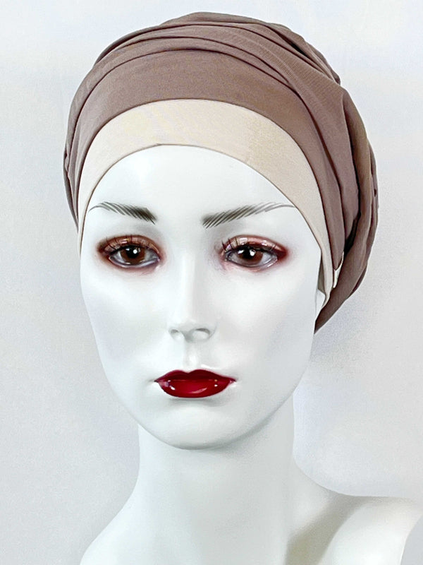 Chemo Mützen Kombinationen Taupe