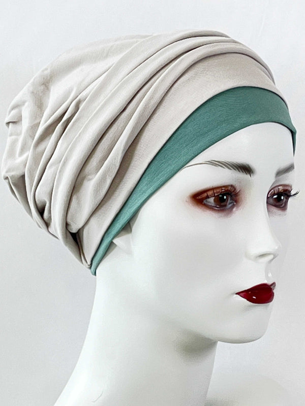 Chemo Mützen Kombinationen Hellgrau