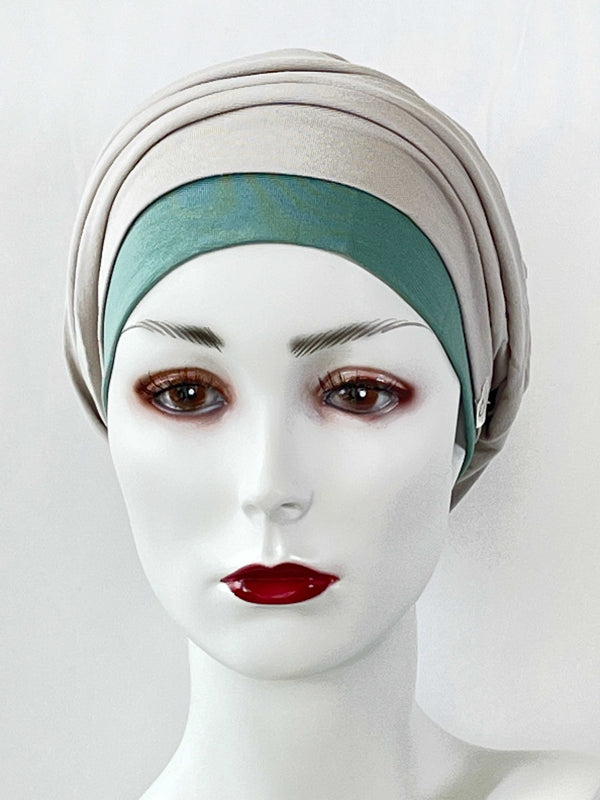 Chemo Mützen Kombinationen Hellgrau