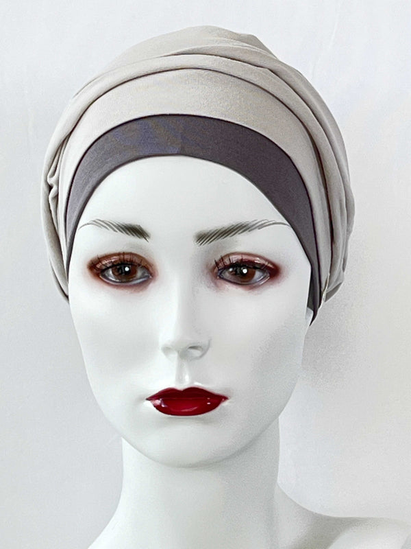 Chemo Mützen Kombinationen Hellgrau