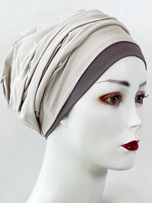 Chemo Mützen Kombinationen Hellgrau