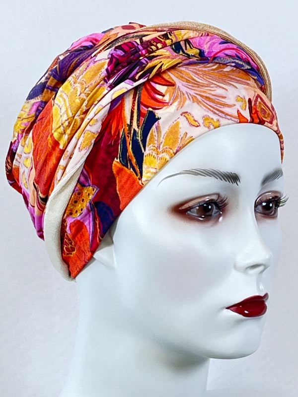Mützen für Chemo & Alopezie - Gemustert mit Stirnband