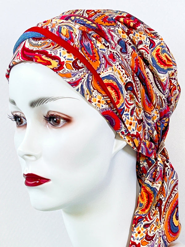 Chemo Mützen & angenähtem Nackenband