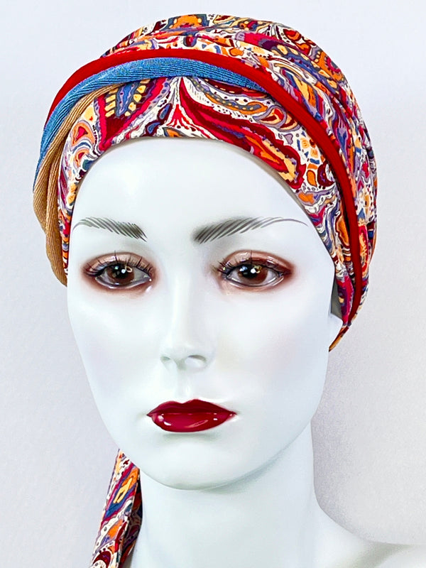 Chemo Mützen & angenähtem Nackenband