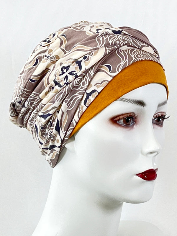 Chemo Mützen Kombination Beige Ornaments & Beanie Honey