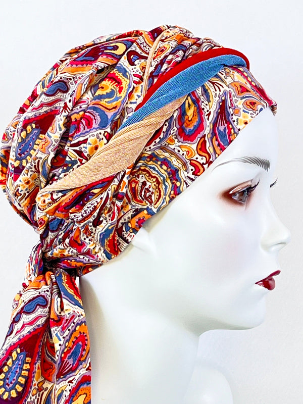 Chemo Mützen & angenähtem Nackenband