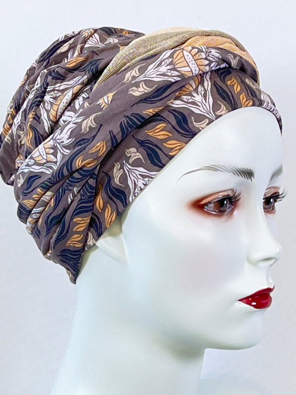 Mützen für Chemo & Alopezie - Gemustert mit Stirnband