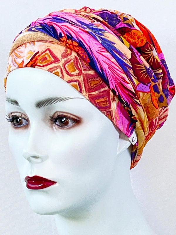 Mützen für Chemo & Alopezie - Gemustert mit Stirnband