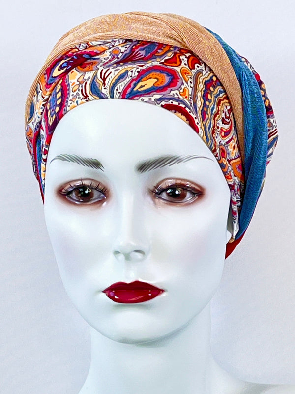 Mützen für Chemo & Alopezie - Gemustert mit Stirnband