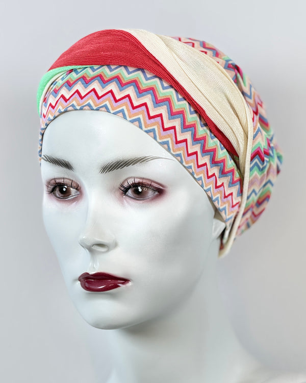 Mützen für Chemo & Alopezie - Gemustert mit Stirnband