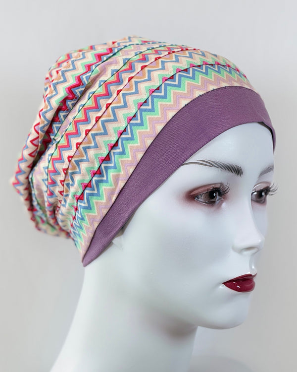 Mütze für Chemo & Alopezie - bunt gemusterte Kombination